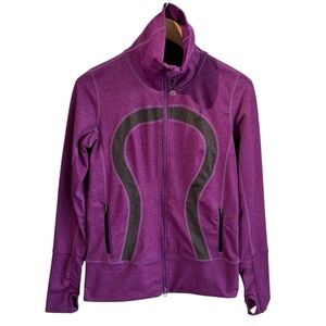 Vintage Y2K Athletic Jacket Sz 6 Purple Logo Full Zip Up Sporty 2000s Gym Yoga